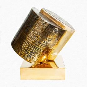  Angelo Rinaldi, doppia Colonna divisa in equilibrio precario, scultura in bronzo, rotante su base in bronzo, cm. 20,5x19,3, anno1998