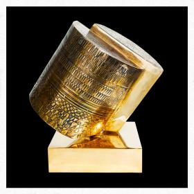  Angelo Rinaldi, doppia Colonna divisa in equilibrio precario, scultura in bronzo, rotante su base in bronzo, cm. 20,5x19,3, anno1998