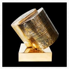  Angelo Rinaldi, doppia Colonna divisa in equilibrio precario, scultura in bronzo, rotante su base in bronzo, cm. 20,5x19,3, anno1998