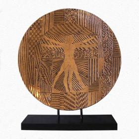  Angelo Rinaldi, Vitruvian man, scultura in bronzo a lieve stacciato con base in ottone, h. cm.50, anno 1998