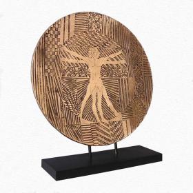  Angelo Rinaldi, Vitruvian man, scultura in bronzo a lieve stacciato con base in ottone, h. cm.50, anno 1998