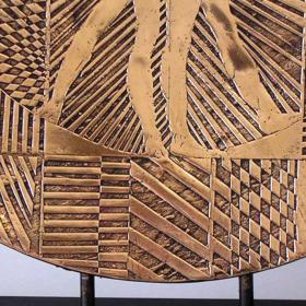  Angelo Rinaldi, Vitruvian man, scultura in bronzo a lieve stacciato con base in ottone, h. cm.50, anno 1998