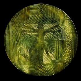  Angelo Rinaldi, Uomo di Vitruvio, scultura in bronzo su base, h. cm.50, anno 1998