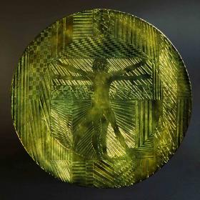  Angelo Rinaldi, Uomo di Vitruvio, scultura in bronzo su base, h. cm.50, anno 1998