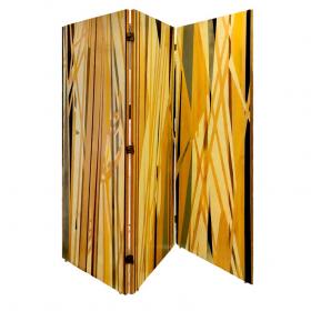 Angelo Rinaldi, "omaggio a Paolo Uccello", Paravento in legno tamburato dipinto a smalti sulle due facciate con soggetto geometrico, h.cm.180,5x60x2,5, anno 1990, unico esemplare 