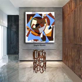 Angelo Rinaldi, "Abbracci", tavoloscultura in ferro battuto, h.cm. 80, piano in cristallo cm. 130, anni '60