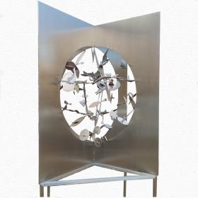 Angelo Rinaldi, Big Galaxy, scultura inacciaio stinato a mano, h.cm. 220x 130x130,anno 2010